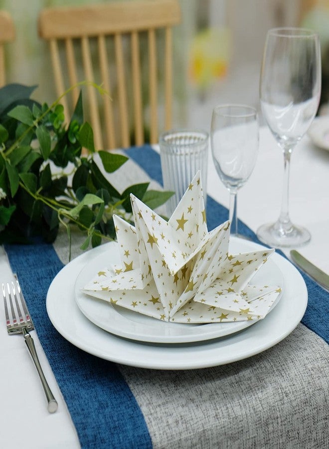 Fanxyware Star Shaped Origami Dinner Napkins with Gold Stars on White (Disposable) - 12 Pack, 23" x 15", 3-Ply Paper - Style Name: Pop Gaze - Image 2